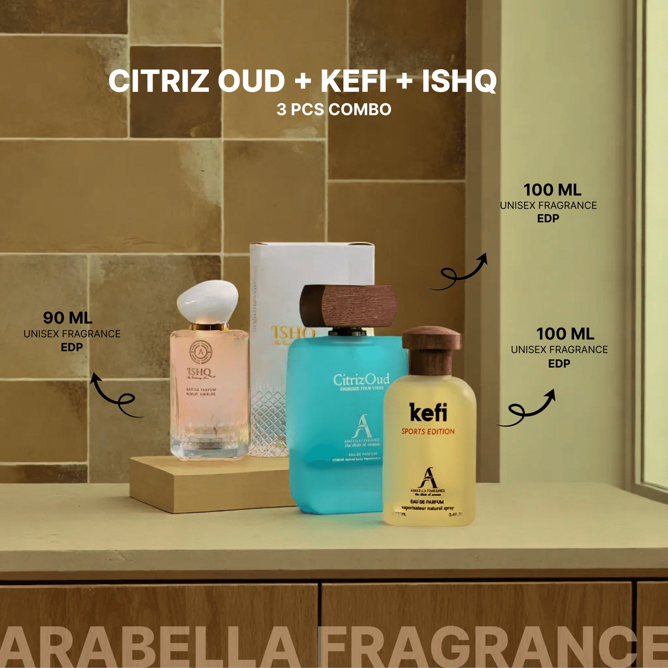 Citriz Oud ( 100 ml ) + Kefi Sport Edition ( 100 ml ) + Ishq ( 90 ml )